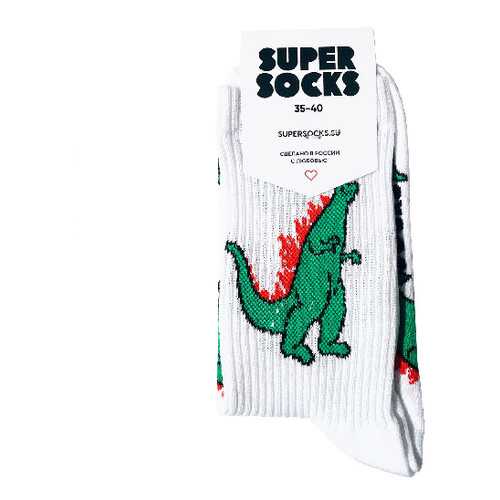 Носки унисекс Super Socks Godzilla белые 36-40 в Бюстье